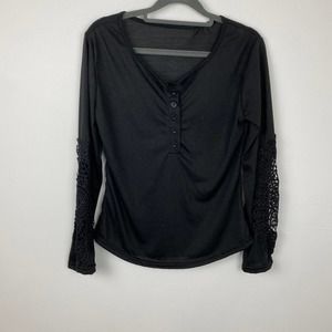 Black long sleeve blouse, Size L